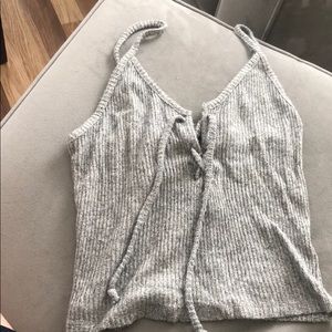 Tie gray cropped tank